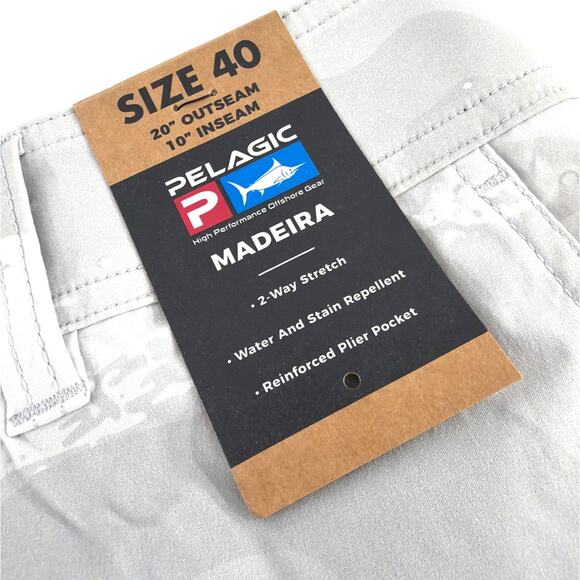 Pelagic Men's Light Gray Brush Camo Madeira Cargo  20" Hybrid Shorts Size 40 - Picture 7 of 13